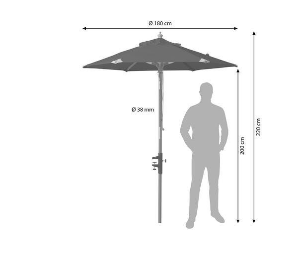 Cinas Balkonschirm, rund, ca. Ø180/H200 cm
