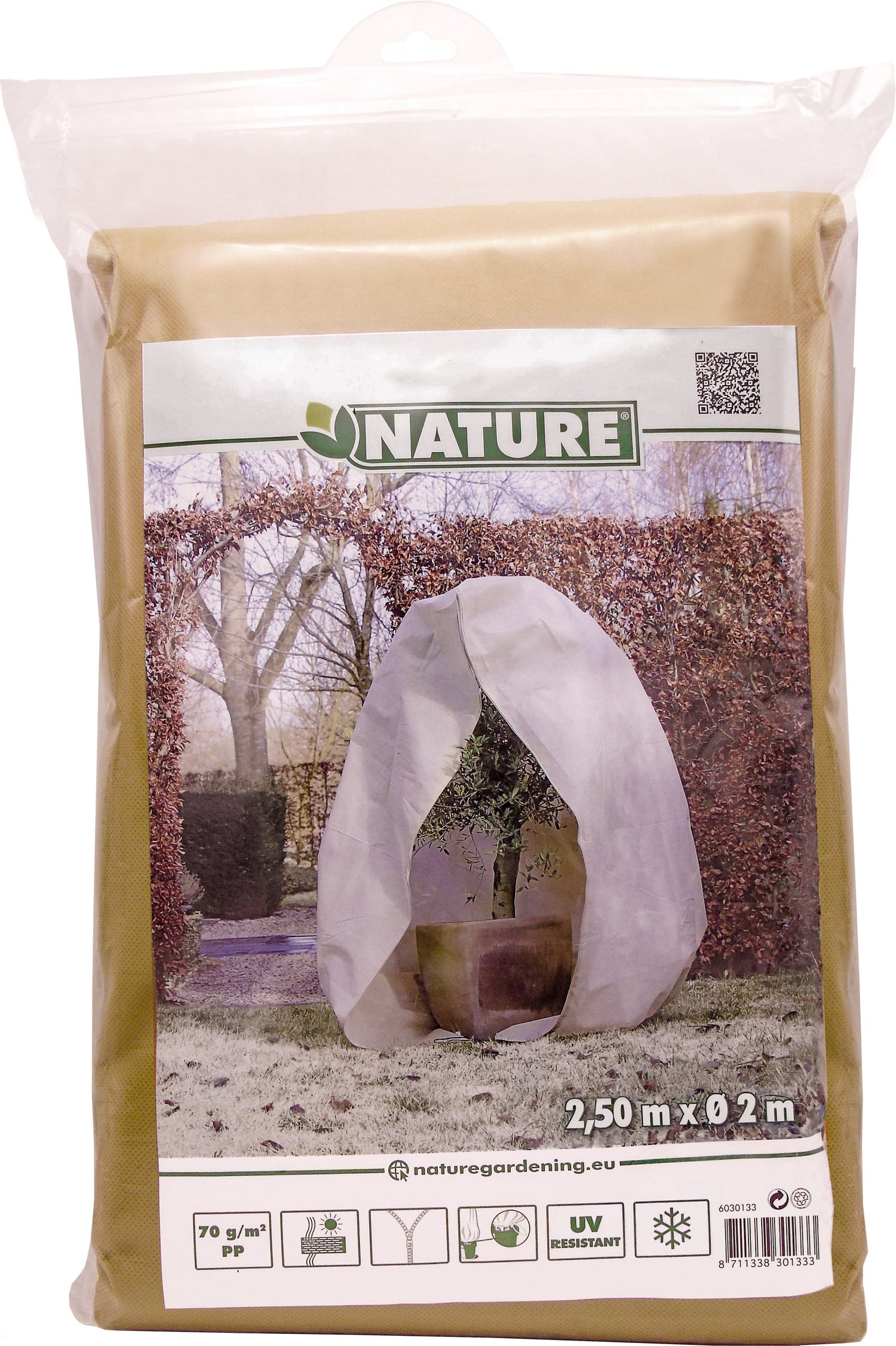 Nature winterhoes met rits D200cm x H2,50m beige