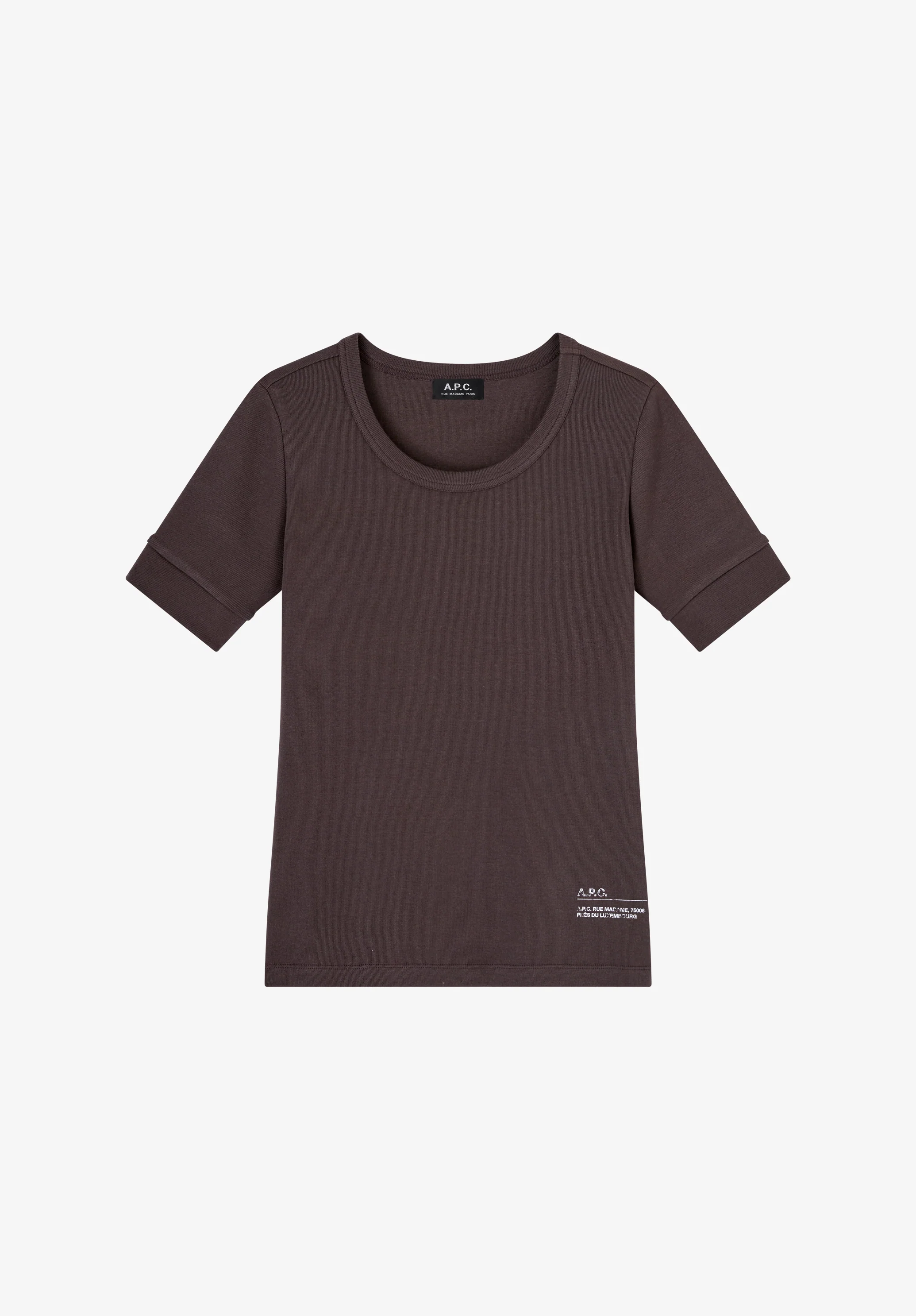 T-Shirt marron ajusté à imprimé effet tampon - Marron