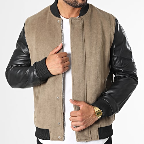 Veste Zippée Beige Noir