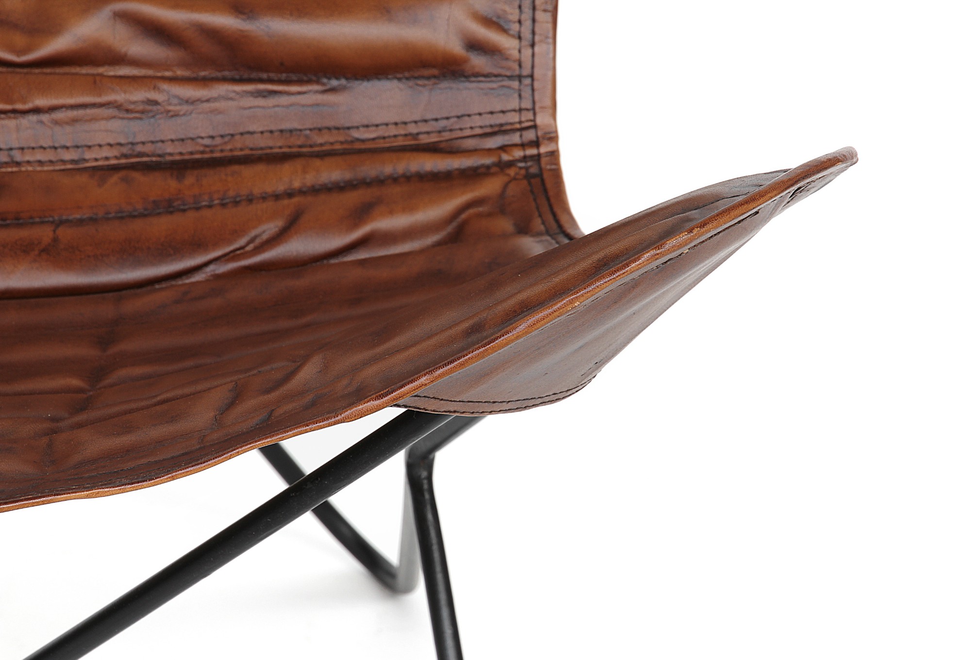 Lounger 'Steve', cognac, schwarz, T 76 cm, B 76 cm, H 90 cm von fischer's lagerhaus