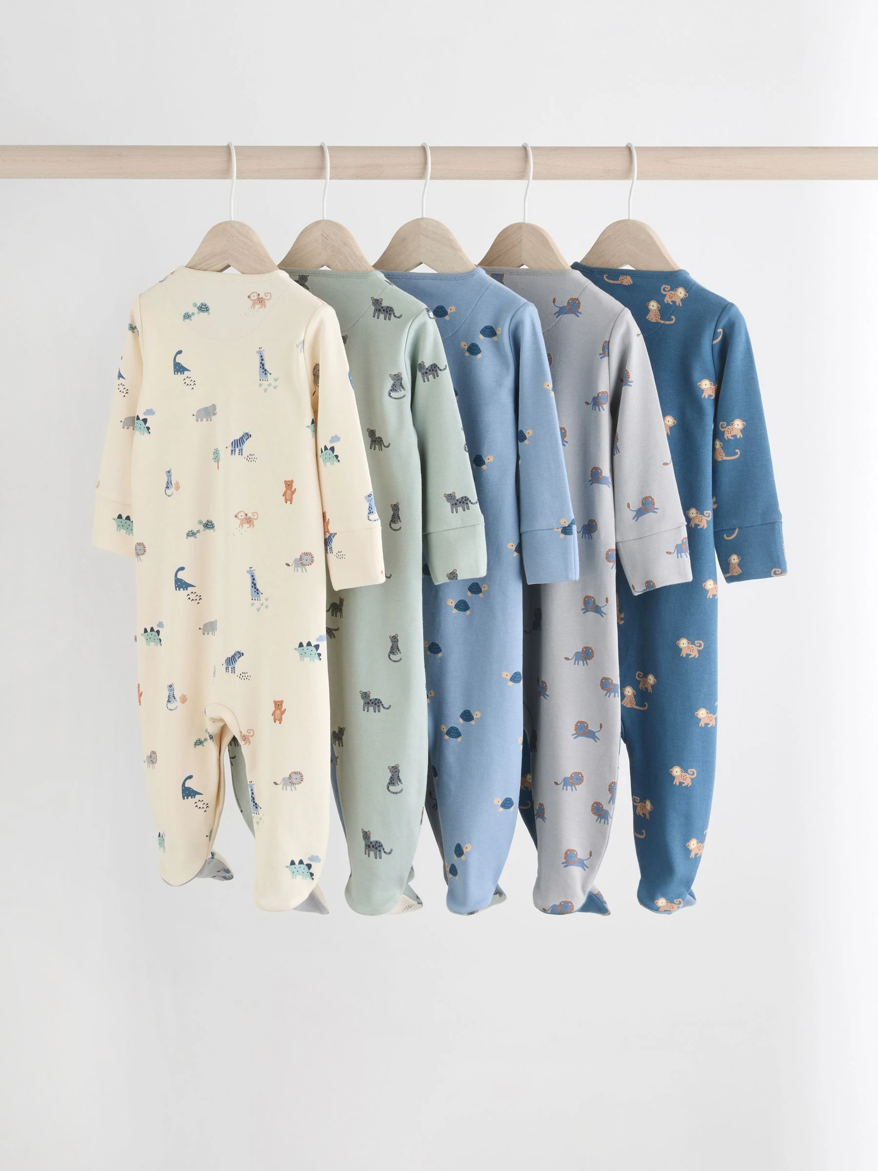Blauwgroen - Set van 5 baby-pyjama's met patroon (0-2jr)