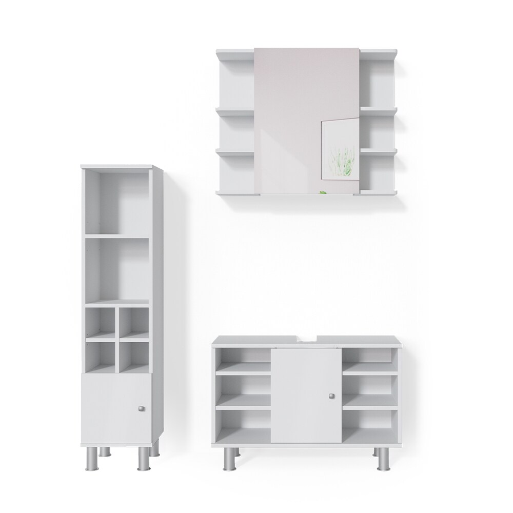 Vicco Badmöbel Set 3tlg Fynn Spiegelschrank Waschbeckenunterschrank Hochschrank