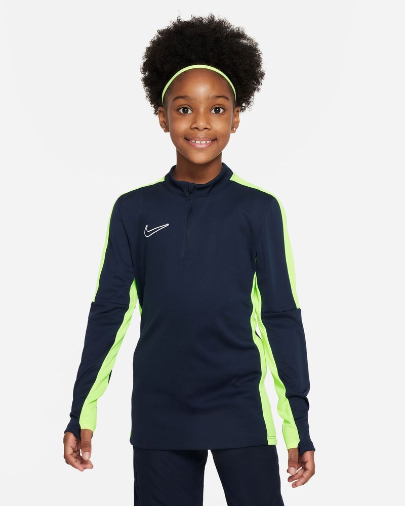 Haut d'entrainement 1/4 Zip Nike Academy 23 Bleu Marine & Jaune Fluo pour enfant