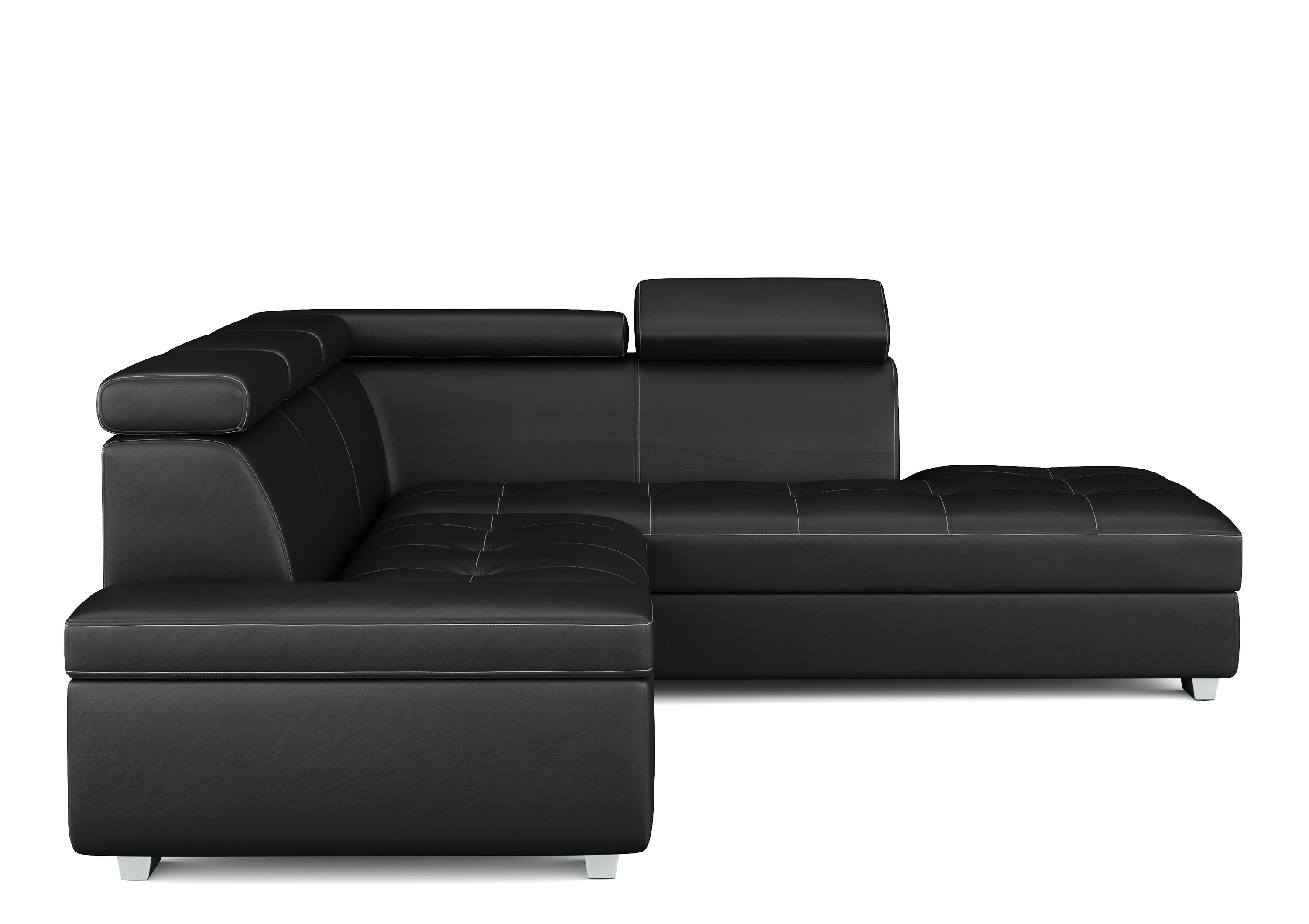 Ecksofa Leder DEBORA rechts schwarz