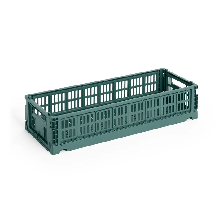 HAY - Colour Crate Korb Mini Oblong, dunkelgrün, recycled