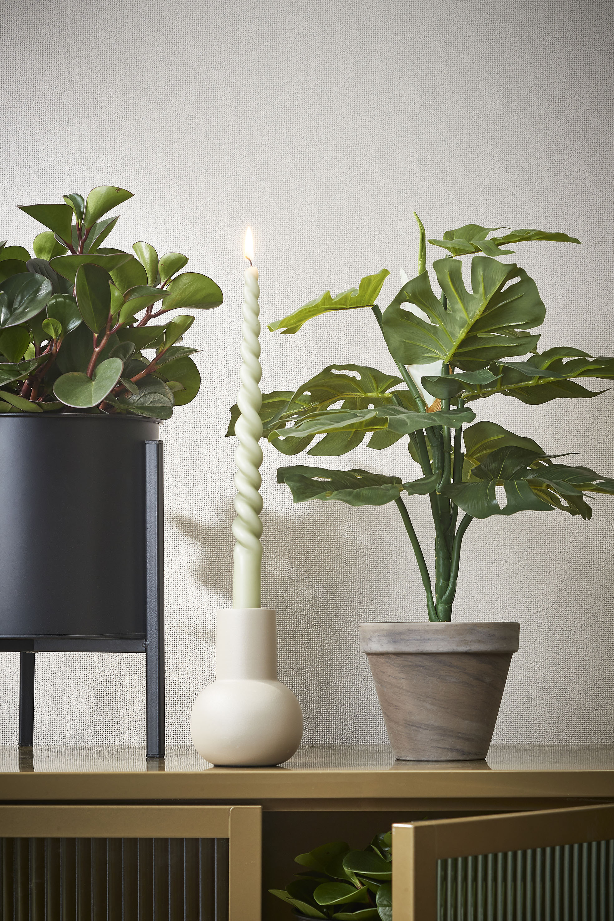 Mica decorations - monstera artificielle verte en pot h48