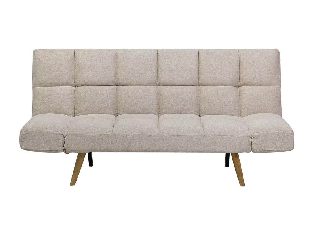 Canapé convertible 3 places en tissu beige INGARO