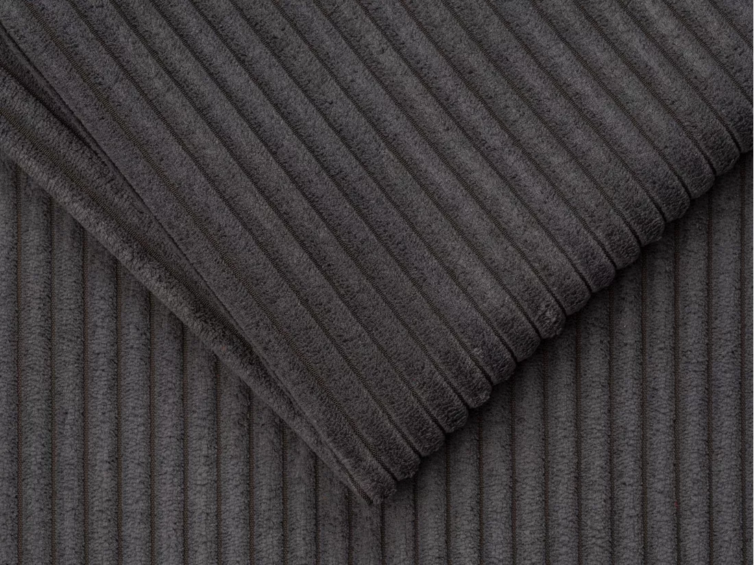 Canapé 4 places convertible express en velours côtelé gris anthracite - Couchage lattes larges 160 cm - Matelas 18 cm CALITO