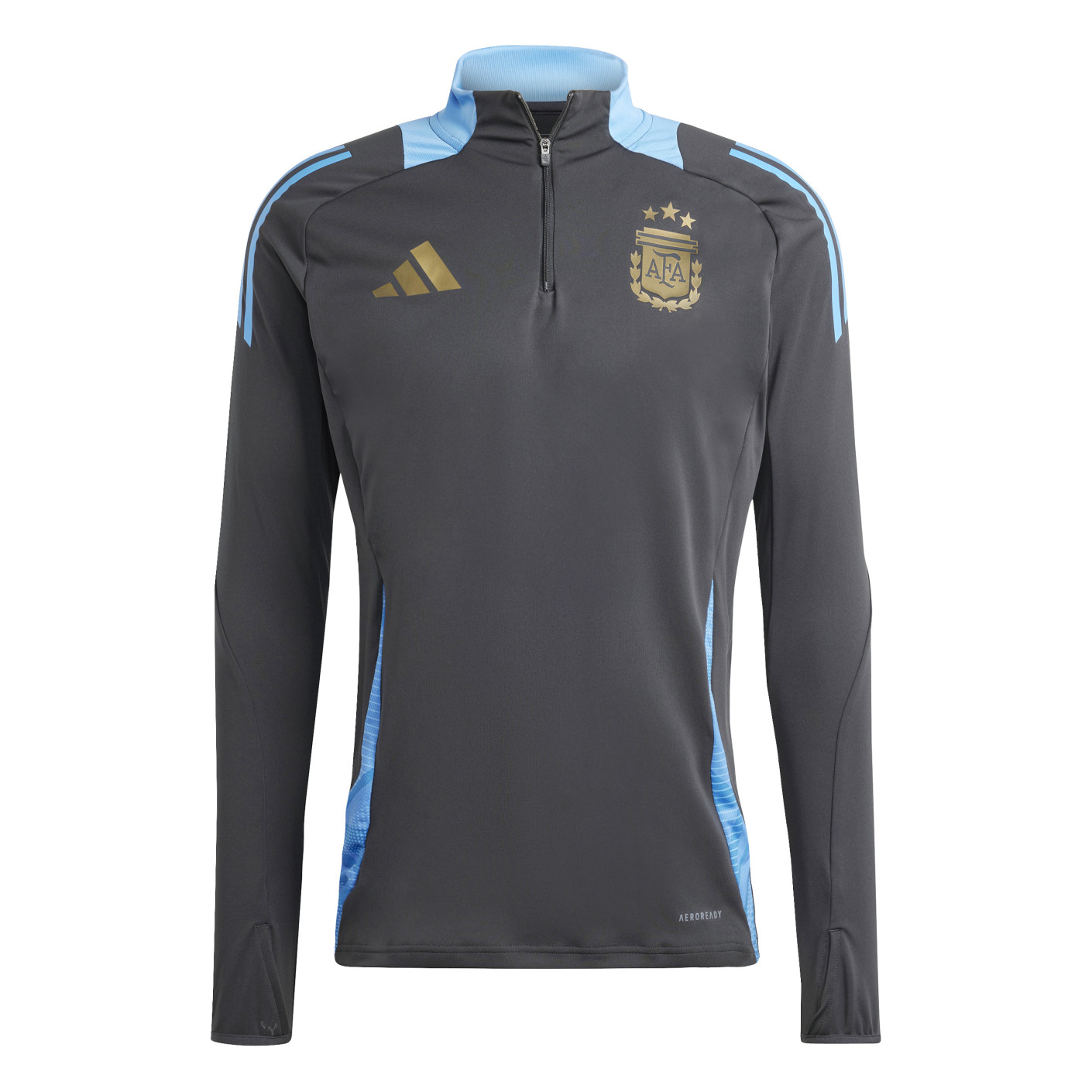 Adidas Argentinië Trainingstrui 1/4-Zip 2024-2026 Donkergrijs Lichtblauw Goud