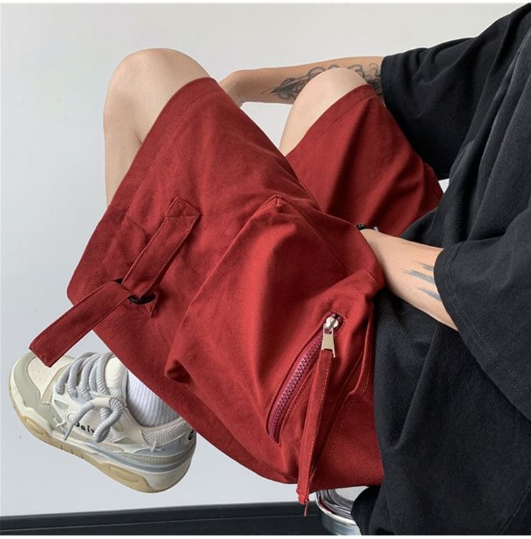 Femilina - Hoge taille, effen, wijde cargoshorts