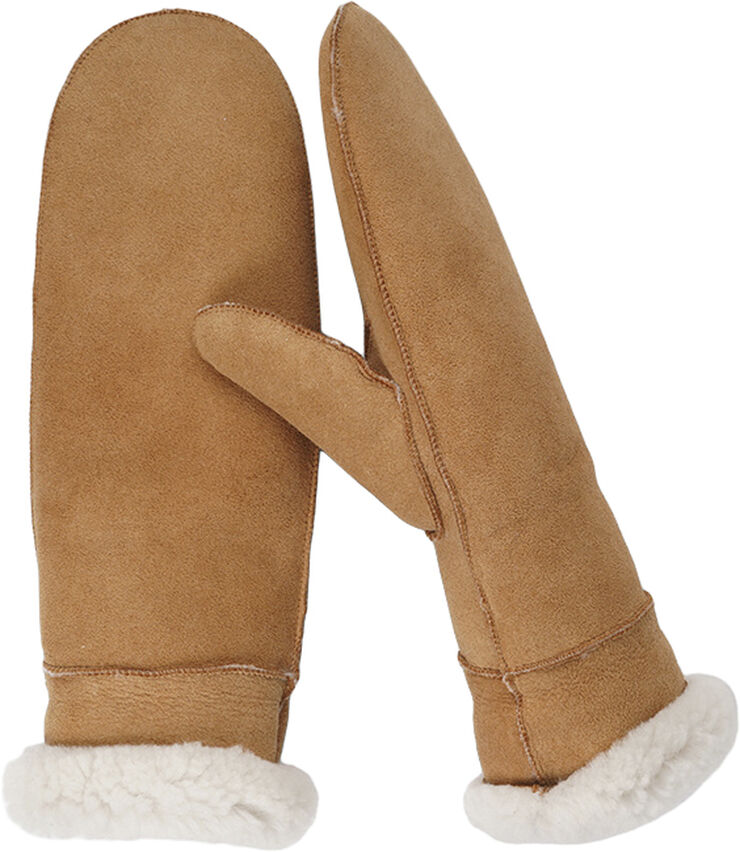 Lovelies BELUKTA - MITTENS - SHEEP SUEDE WITH CURLY SHEARLING AROUND Winter white / ca
