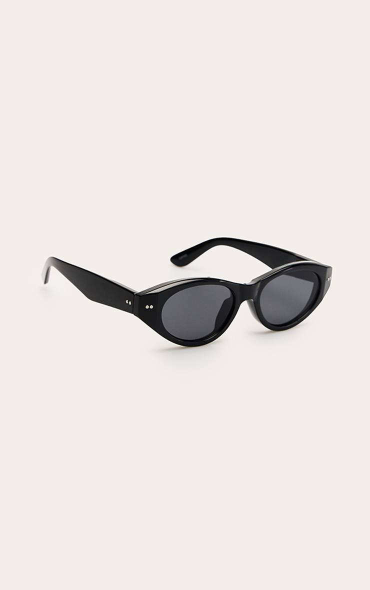 Noir Lunettes De Soleil Œil-de-chat À Monture Fine Et Verres Teintés