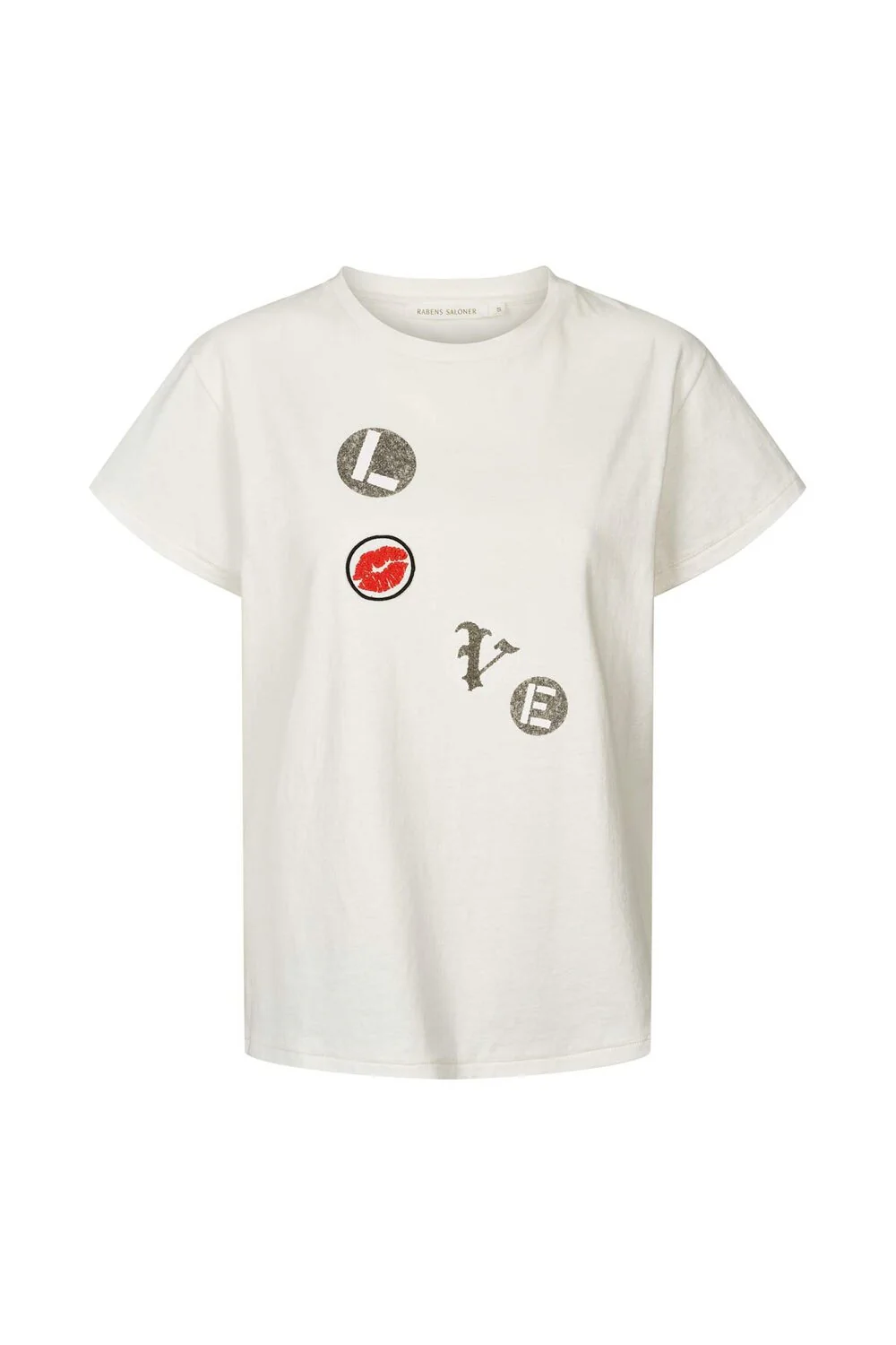 Rabens Saloner  Ambla Love patch t-shirt - Chalk