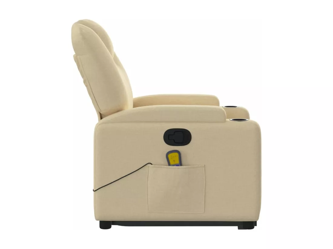 Fauteuil inclinable massant Crème Tissu