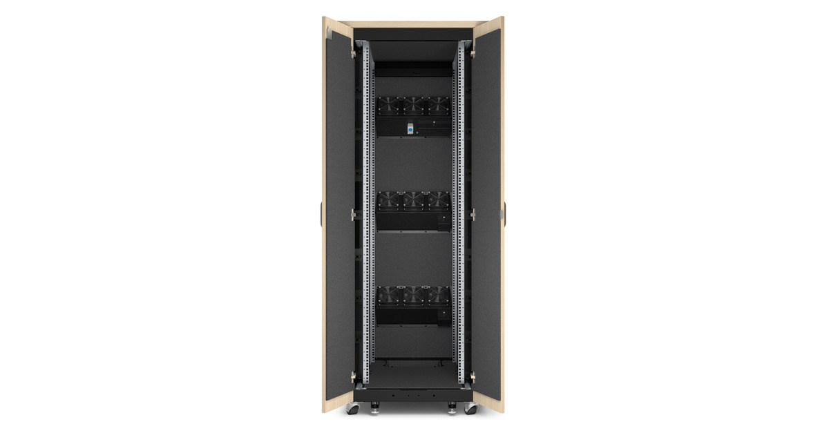 APCNetShelter AR4038LIA, 38U server rack  (Houtkleur/zwart, 75(b) x 194(h) x 113,04(d) cm, geluiddicht)