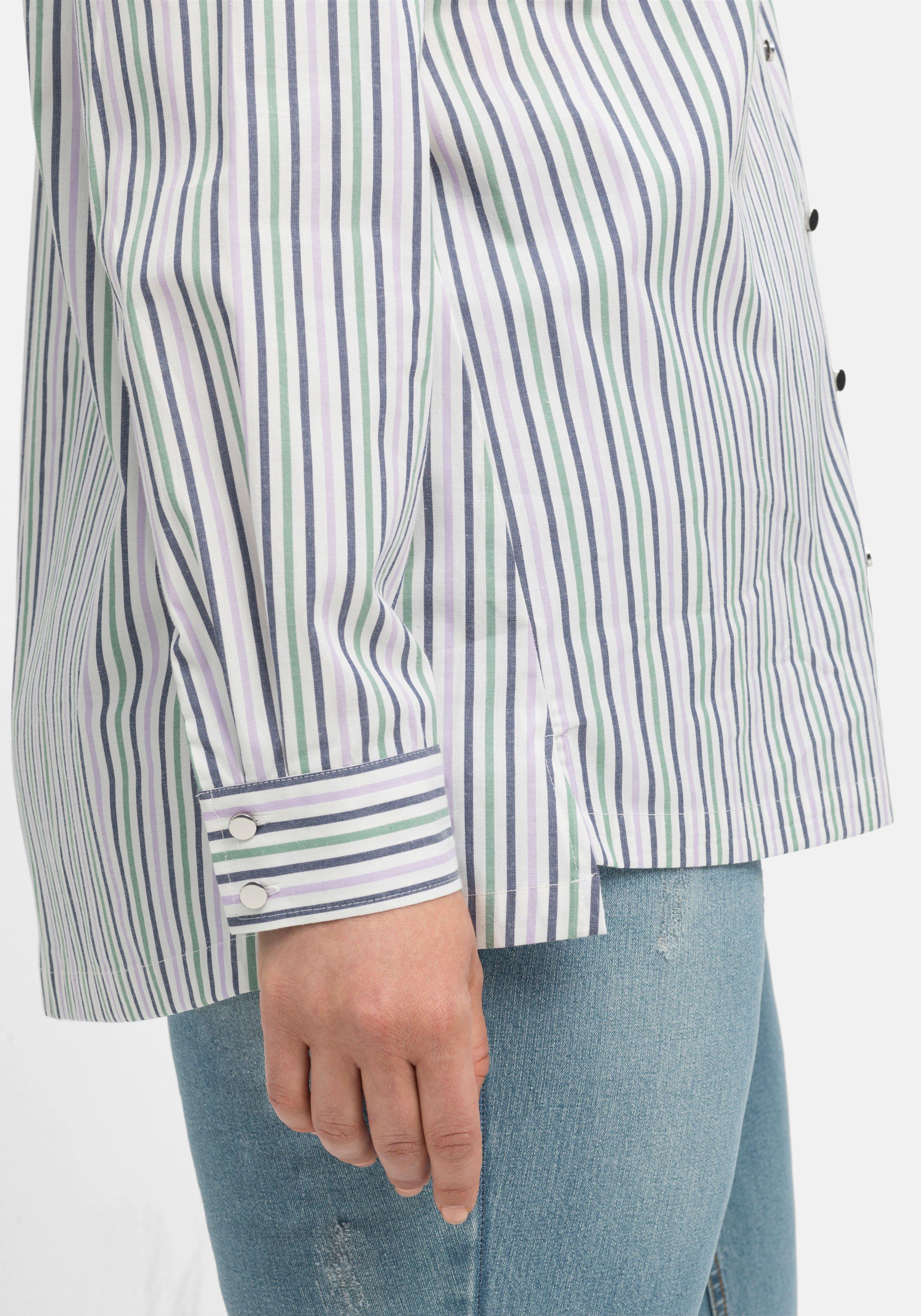 Hemdbluse mit Streifen, hinten länger