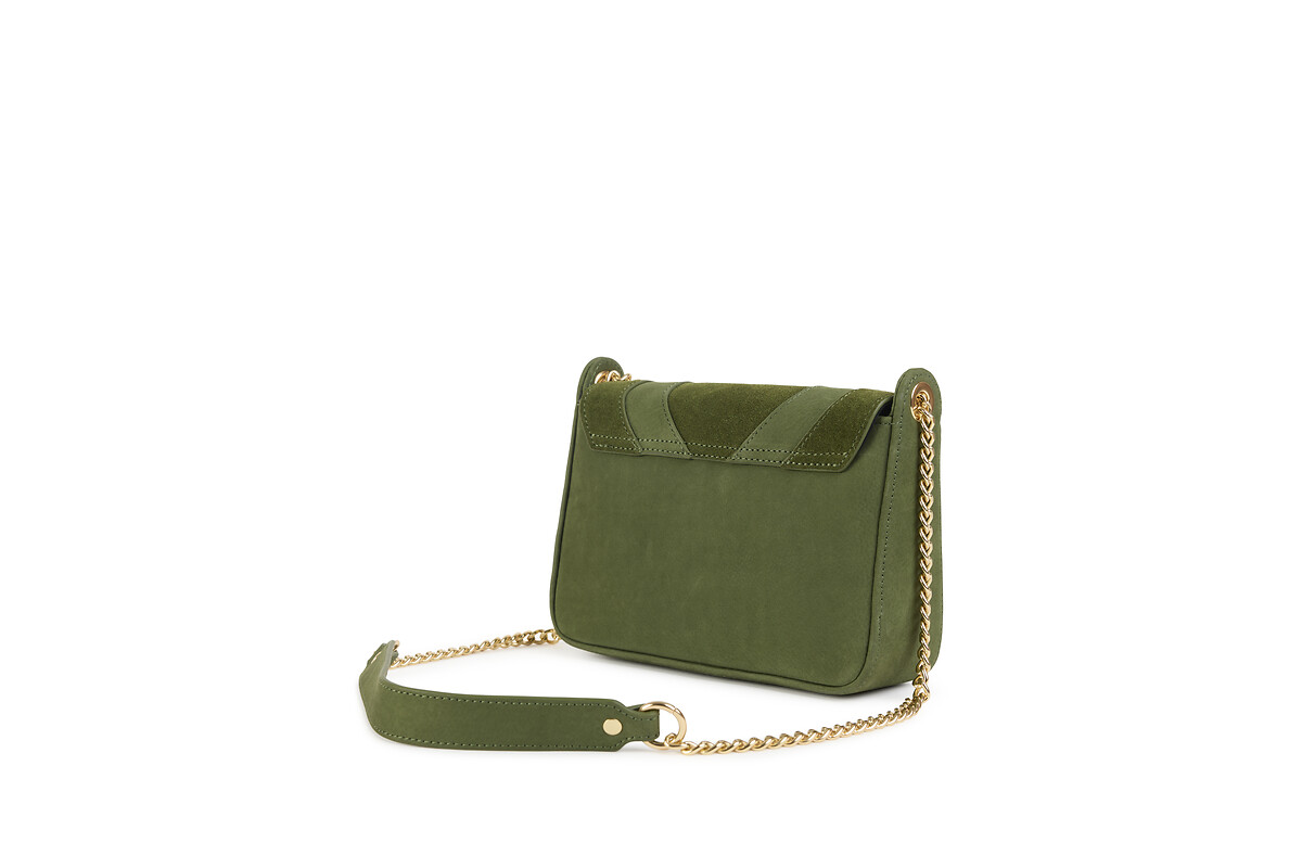 NAT & NIN<br>Bolsa de mão com aba em couro liso e camurça Capri