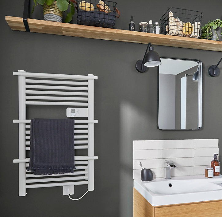Sèche-serviettes électrique à inertie sèche GoodHome Solna blanc 350W