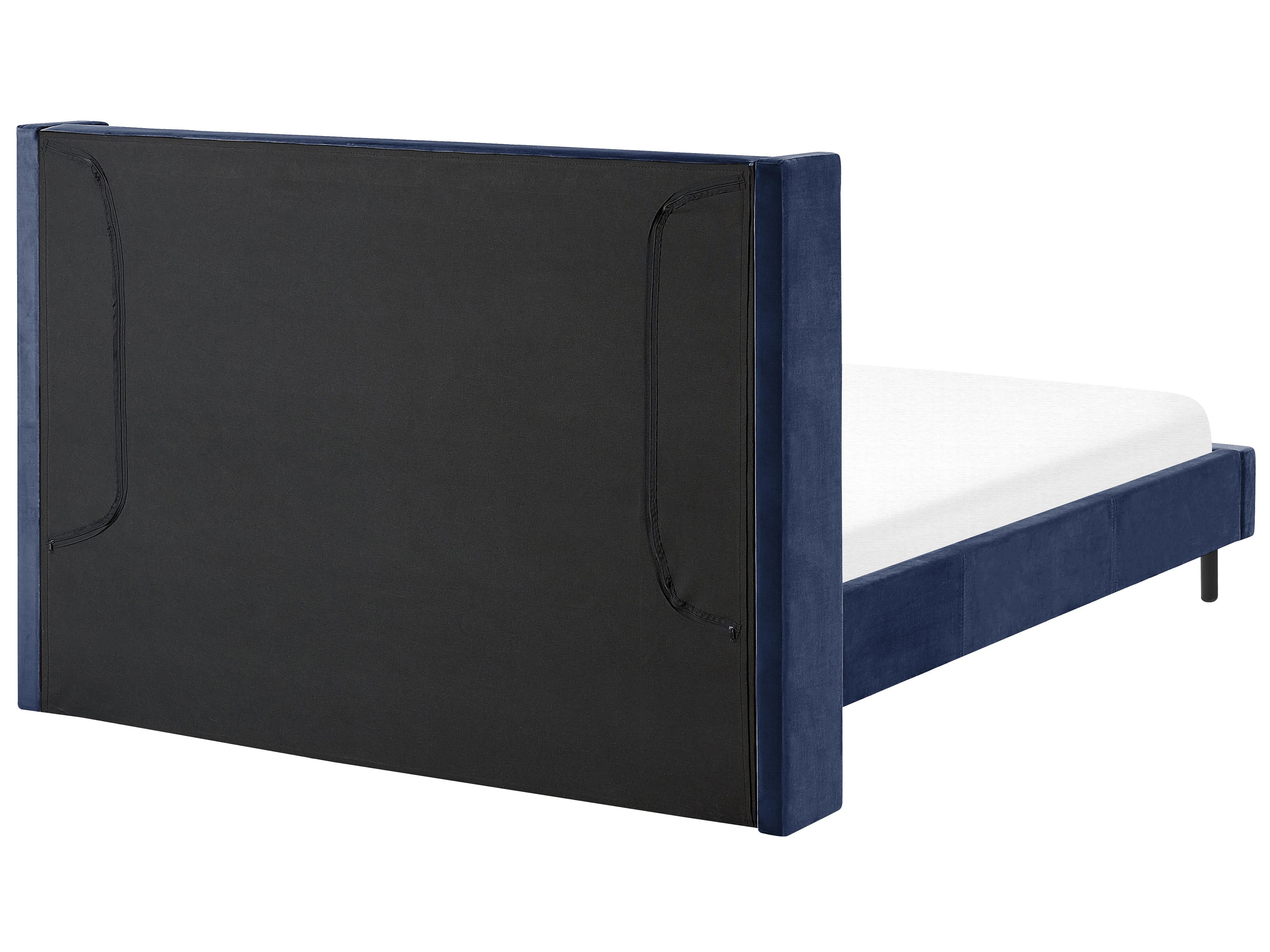 Bed Fluweel VILLETTE 140 x 200 cm Marineblauw