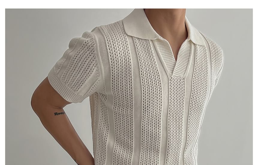 Capbrew - Poloshirt met korte mouwen en effen pointellebreisel