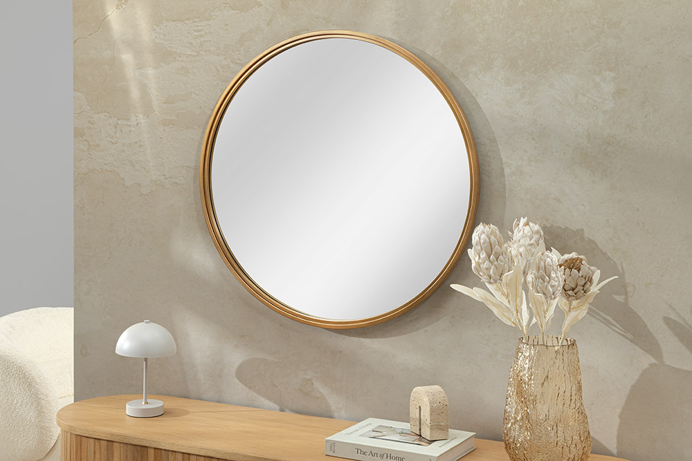 Runder Wandspiegel PORTRAIT 60cm gold Eisen handmade
