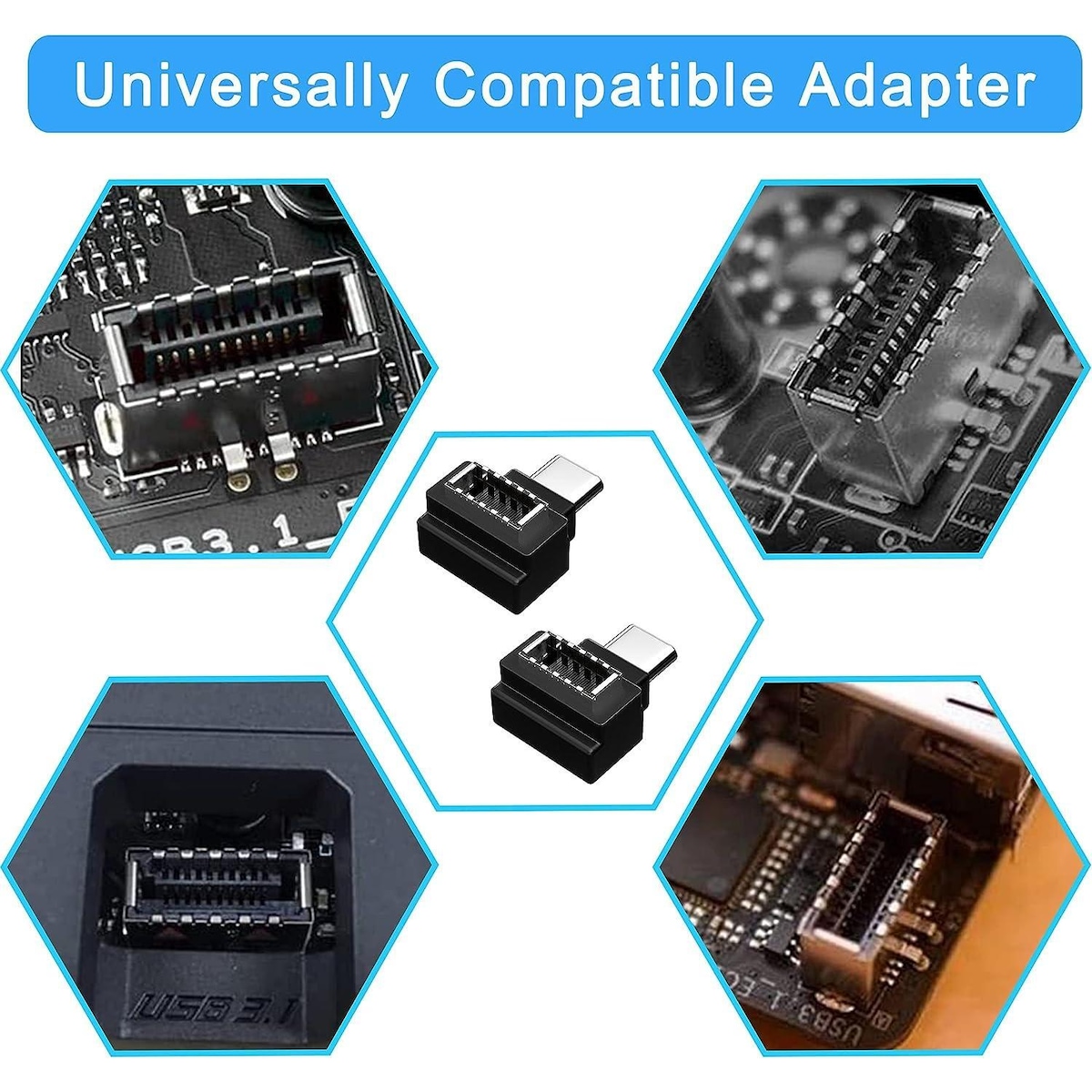 NÖRDIC Type E hunn til USB-C hann 90 graders vinklet adapter