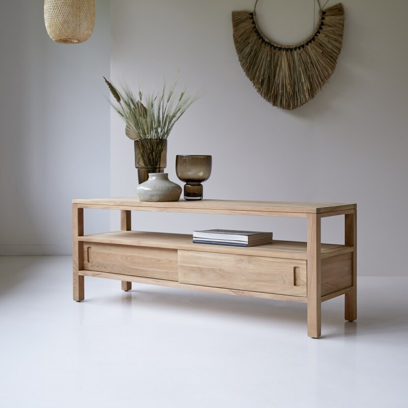 Meuble TV Anton en teck massif L 130 cm