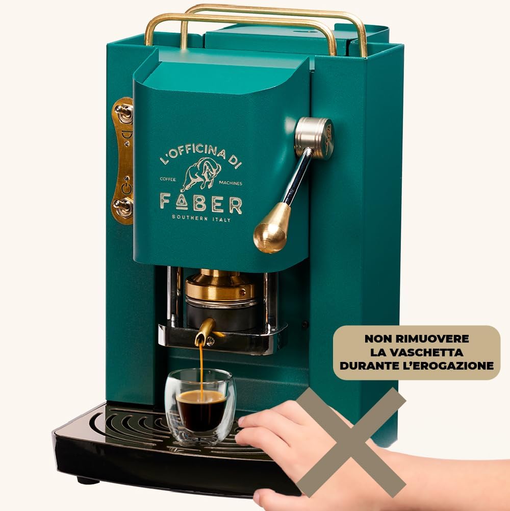 FABER COFFEE MACHINES | Modèle Pro Total Inox Deluxe | Machine à café à dosettes ese 44mm | Pressacialda en laiton réglable | électrovanne de série (laiton)