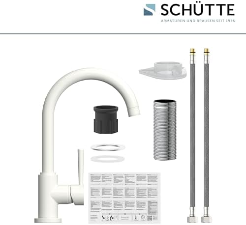SCHÜTTE Cornwall 79161 Robinet de cuisine pivotant à 360 ° avec mitigeur monocommande Blanc : Bricolage