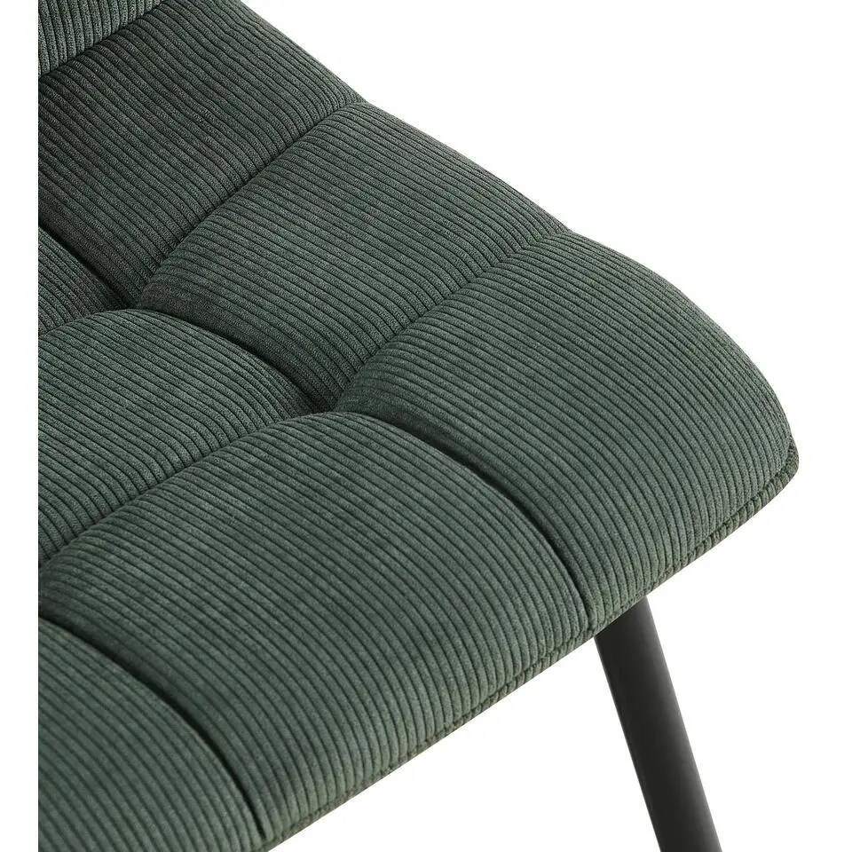 CLP Eetkamerstoel Antibes zwart Frame - Ribstof - groen