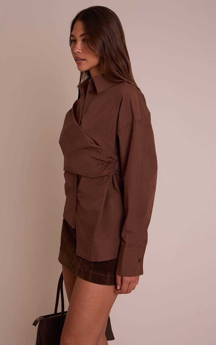 Chocolat Chemise Drapée Asymétrique