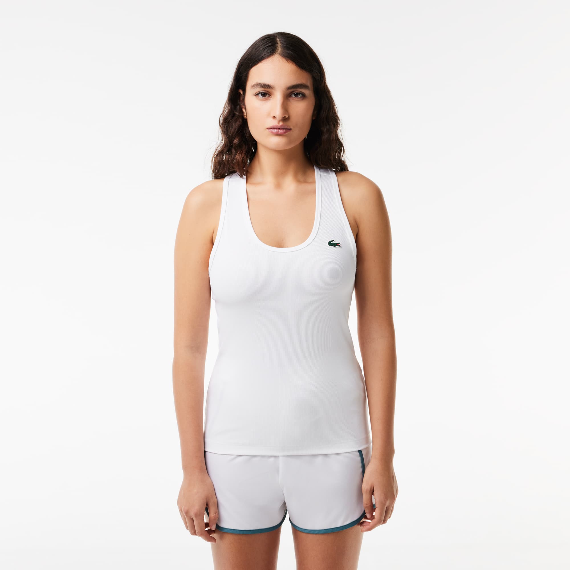 Débardeur femme Lacoste Sport slim fit en maille côtelée T-Shirts - Blanc - Lacoste - Femme