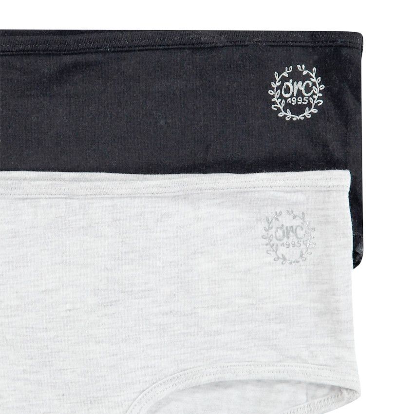 Junior - Lot de 2 shorties en coton avec logo printé argenté - Gris chiné