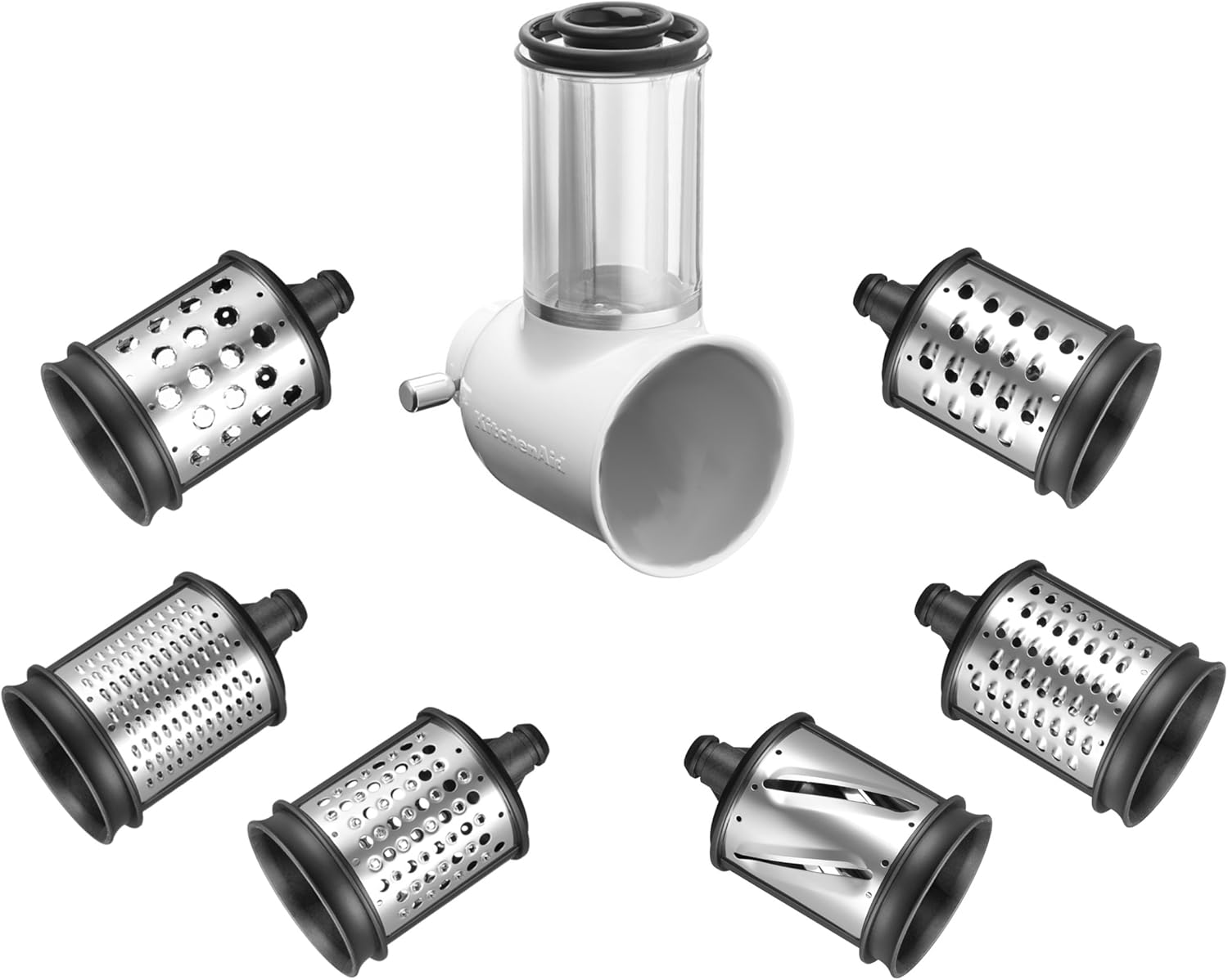 Kitchenaid KSMVSA+KSMEMVSC Gemüseschneider Set, Edelstahl, Silber, Weiß, 7- teilig