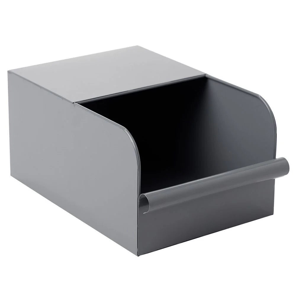 Bac de rangement en métal gris - L17,5 x l25 x H12,5 cm