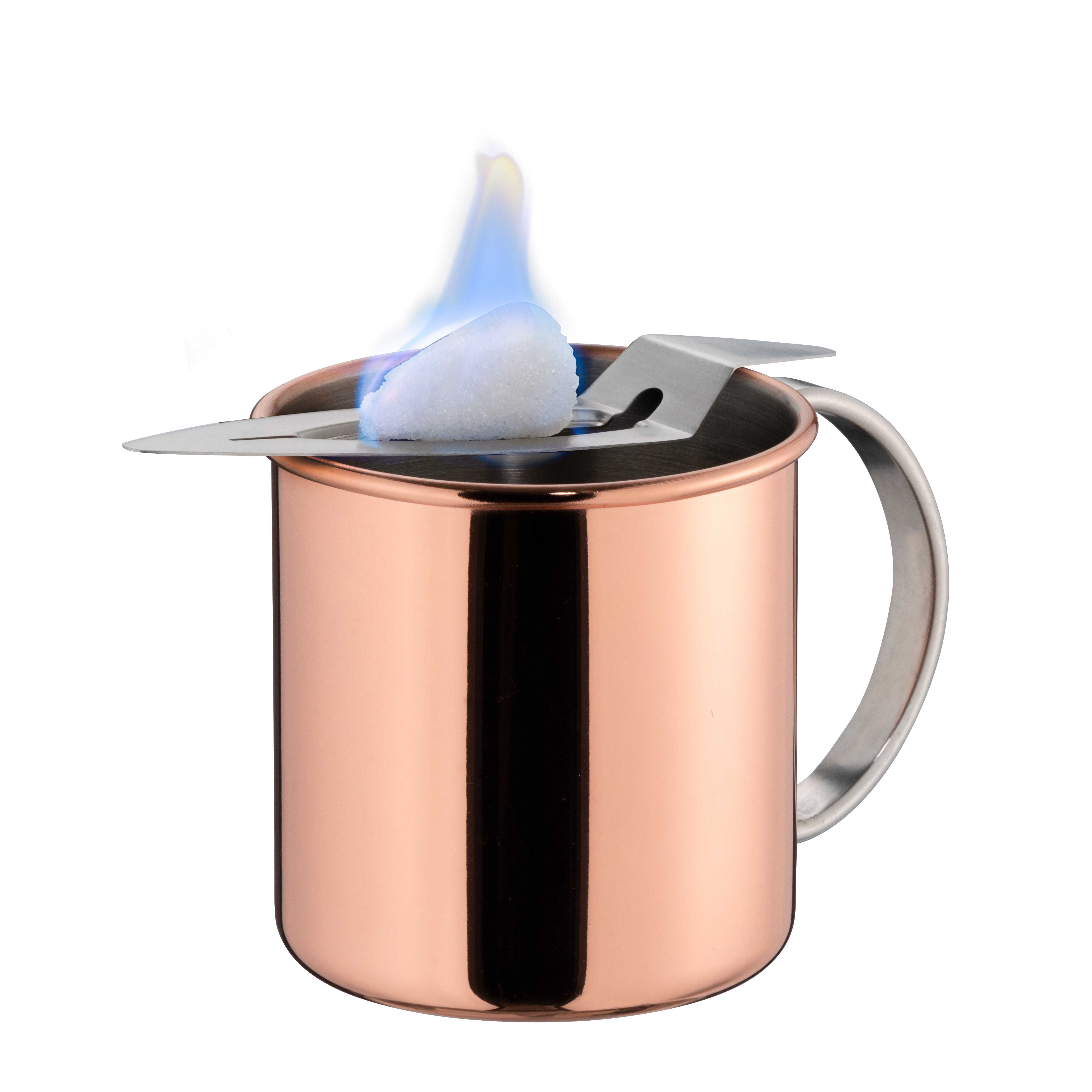 APS Mini Feuerzangenbowle Set, 2 Edelstahl Becher im Kupfer-Look, Punschgefäß, 2 Mini-Feuerzangen, Zuckerzange, 50 Mini-Zuckerhüte