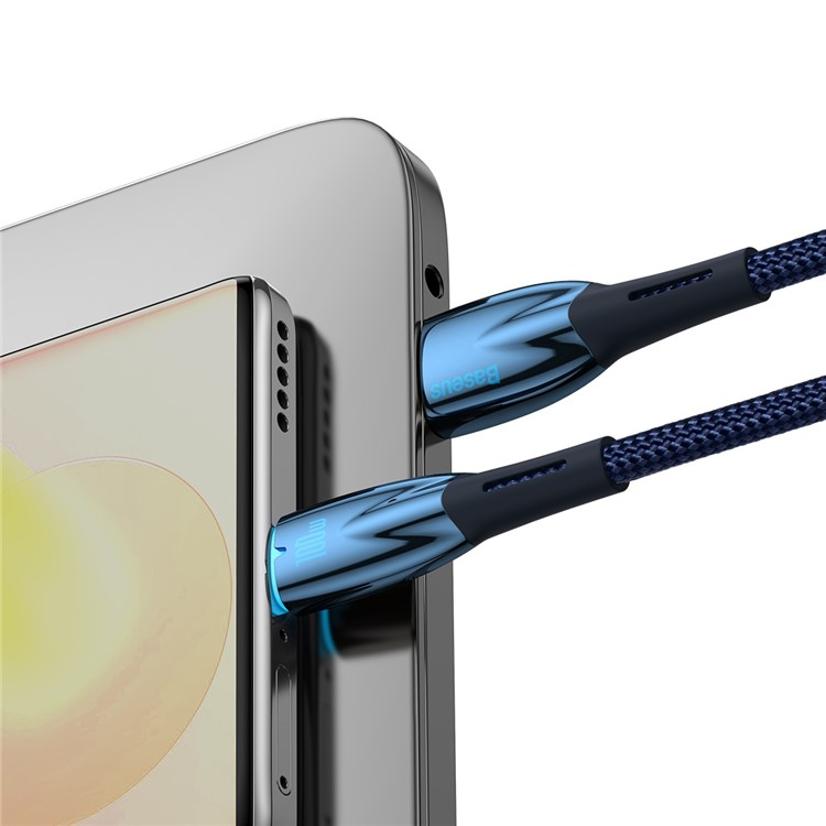 (1m) 100W USB A auf USB C Ladekabel Nylon Datenkabel - Blau