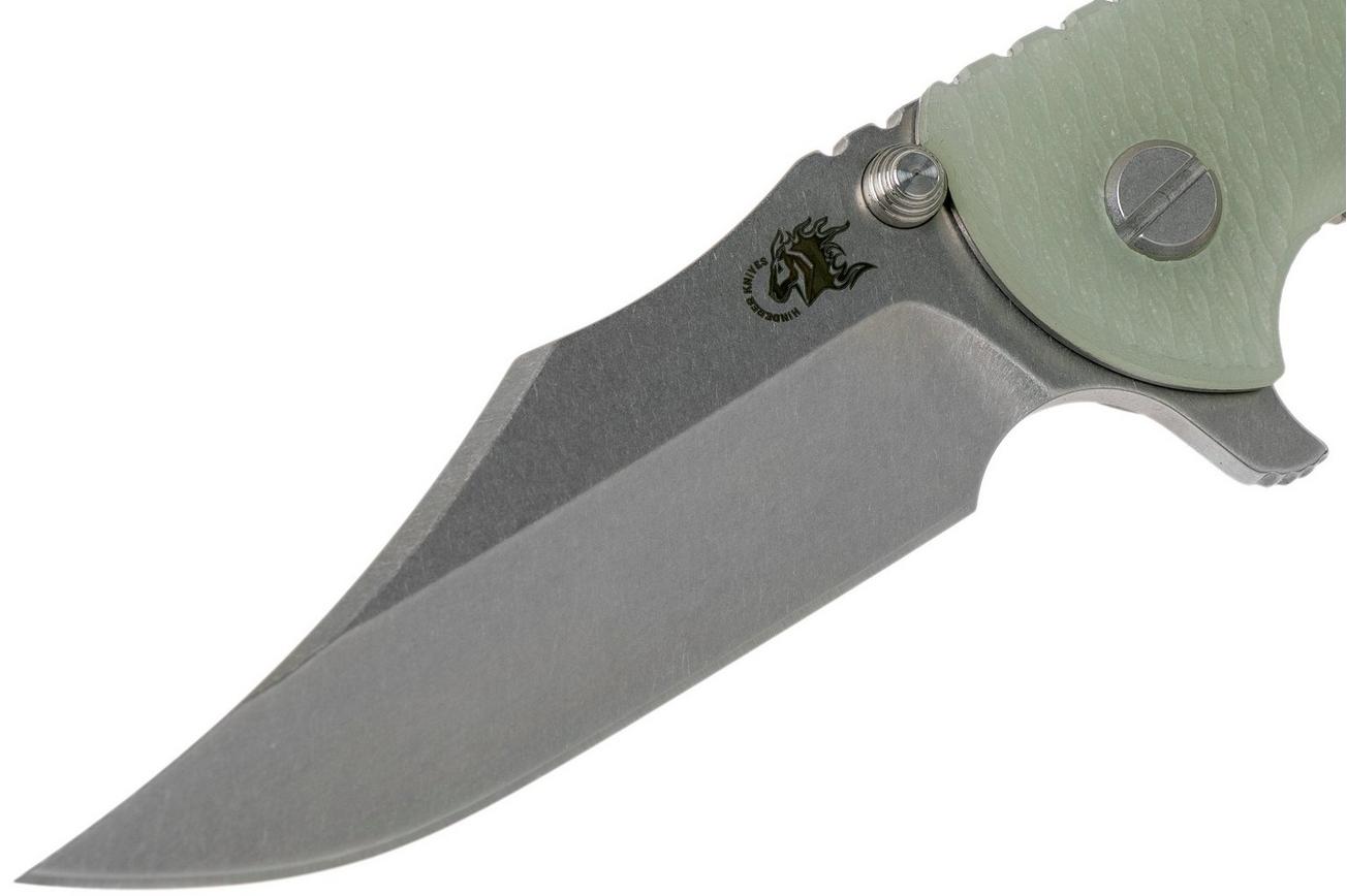 Rick Hinderer XM-18 3.5 Bowie 20CV Stonewash, Transparant Green G10 zakmes