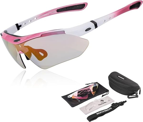 Rockbros Photochromic Cykelbriller, White/Pink
