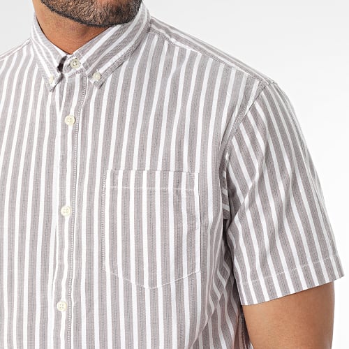 Chemise Manches Courtes A Rayures Marina Stripe Blanc Rose
