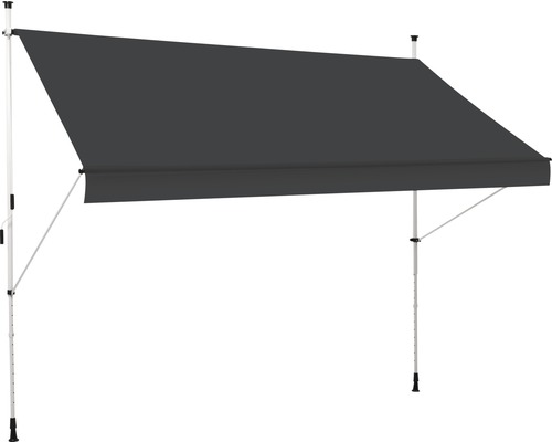 Klemzonnescherm (balkonzonwering) 2x1,2 cm, stof effen grijs, frame RAL 9006 wit aluminium (kit)