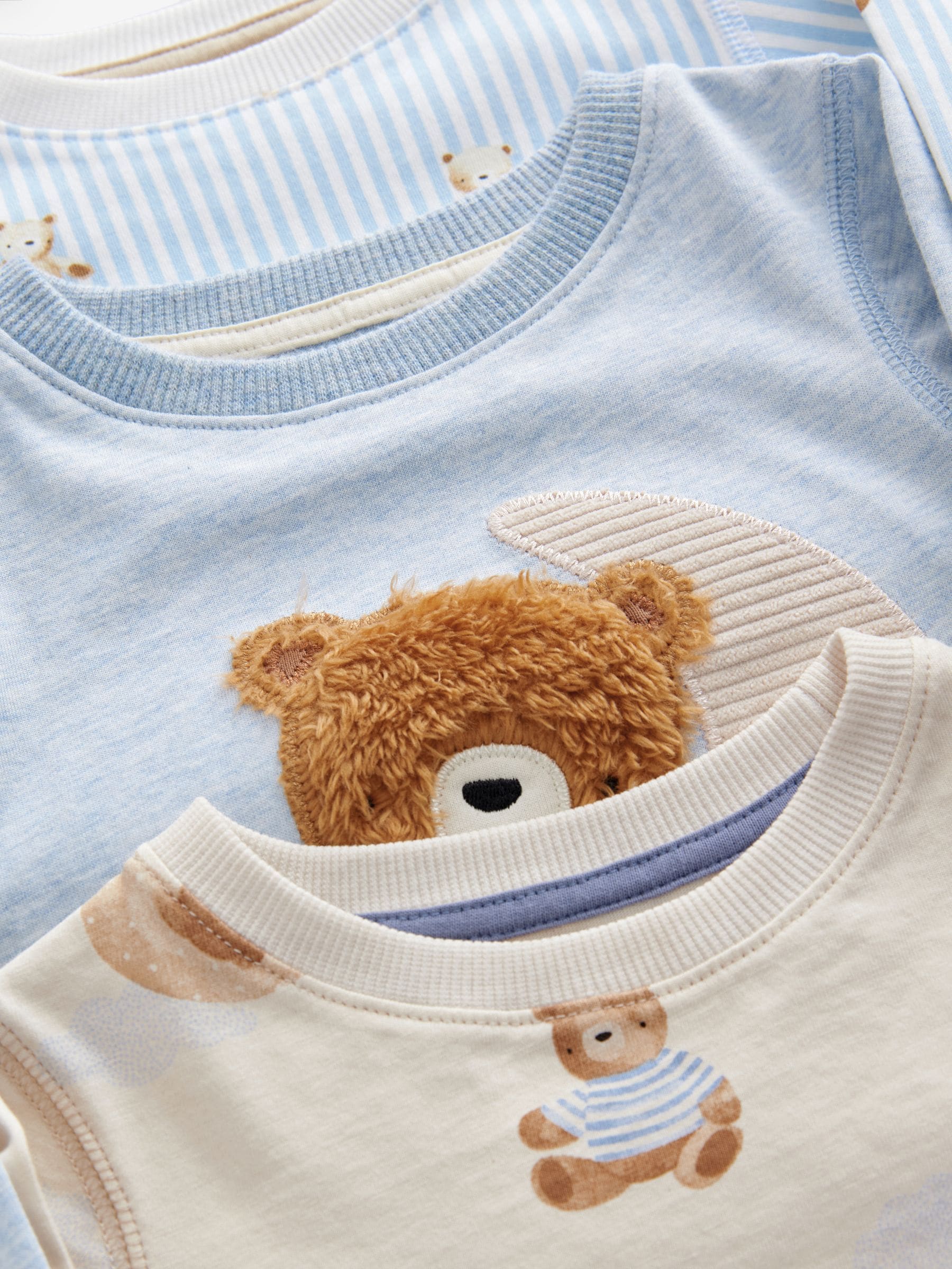 Blauw/Ecru Baby beer - Verpakking van 3 knusse pyjama's (9mnd-6jr)
