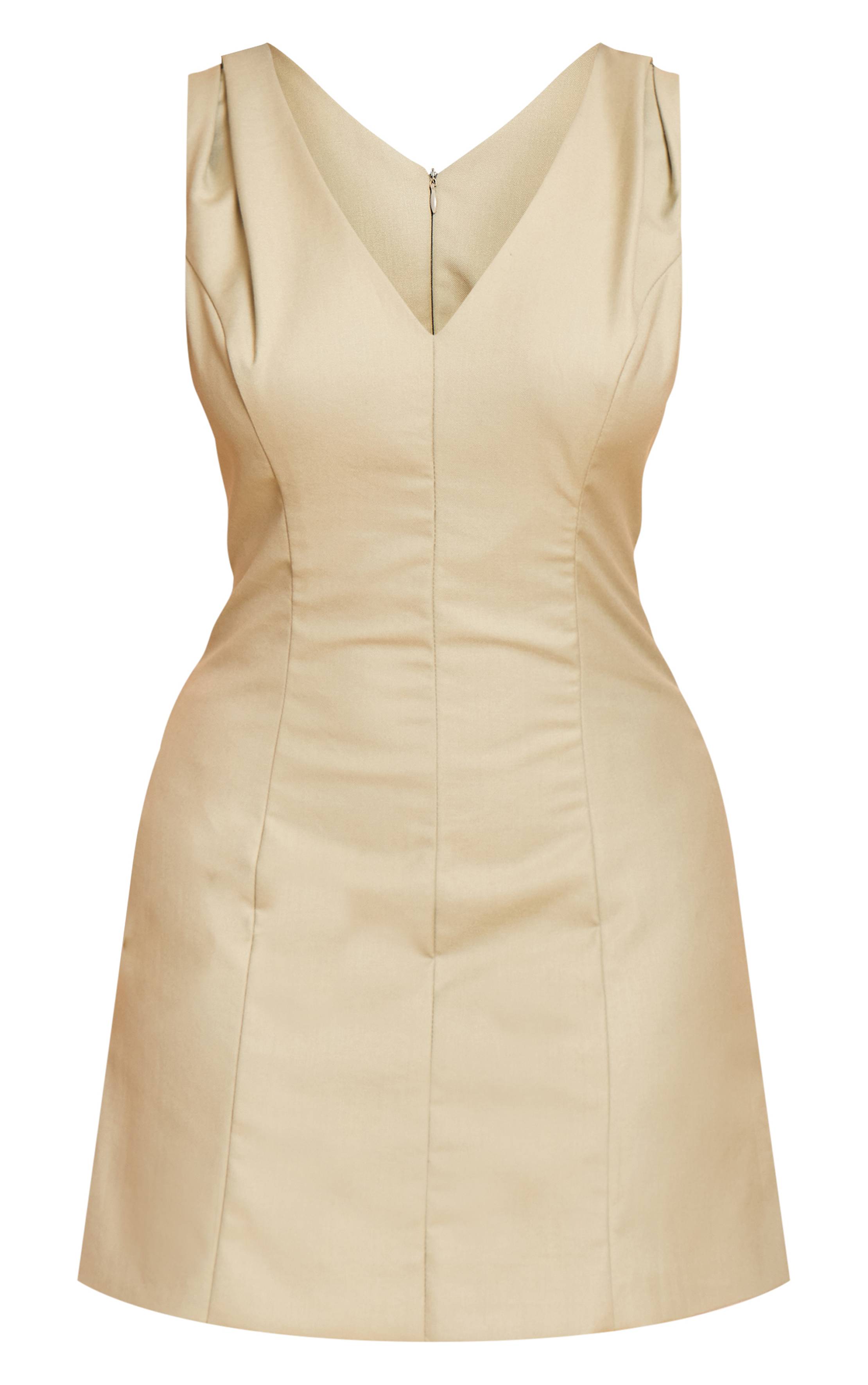 Pale Lime Robe Mini Ajustée Cintrée À Décolleté Plongeant Forme A