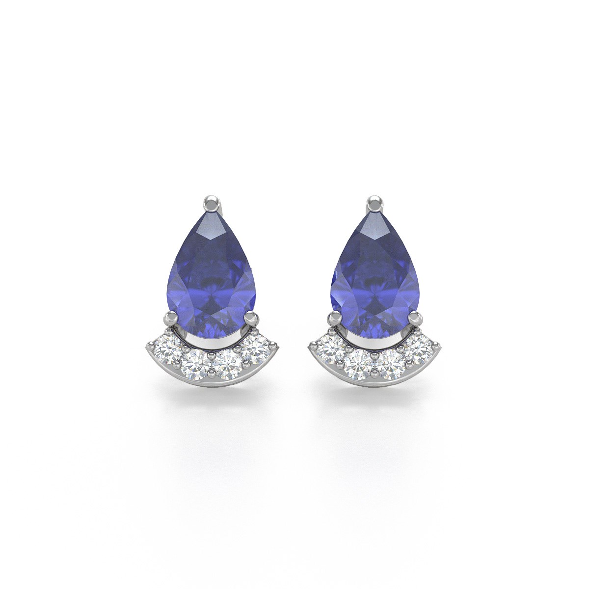 Boucles d'oreilles ADEN Or 585 Blanc Tanzanite et Diamants 1.40grs