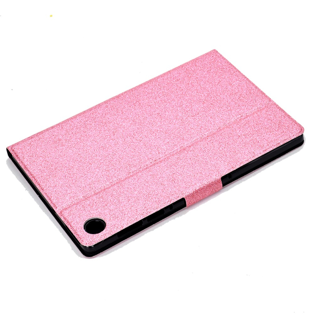 Samsung Galaxy Tab A11 / A9 Leder Tasche Flip Cover mit Glitzer Optik - Rosa
