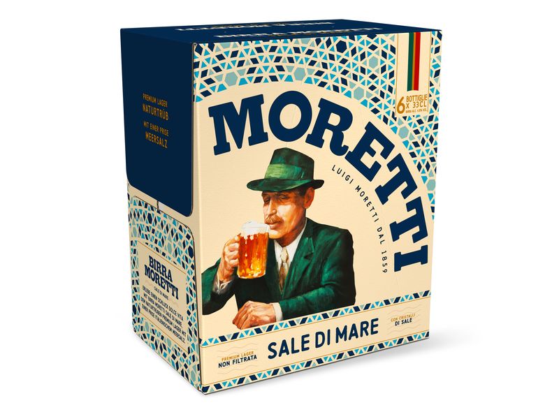Birra Moretti Bier Sale di Mare 4.8% 6 x 0.33 l Ungefiltertes, aromatisches Bier mit einer Prise Meersalz für eine vollmundige Erfrischung