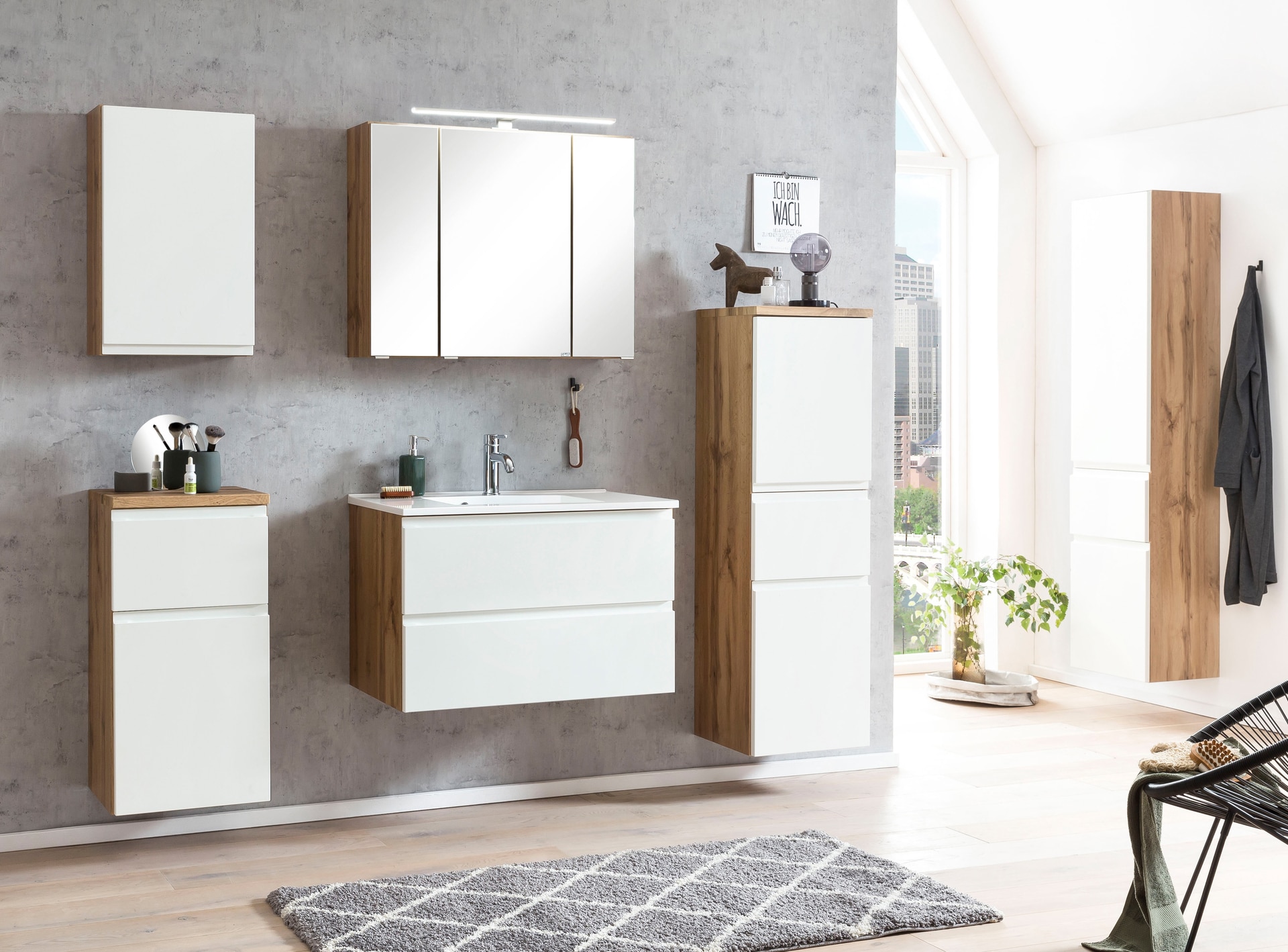 Hängeschrank Gent weiß/braun B/H/T 40x64x20 cm