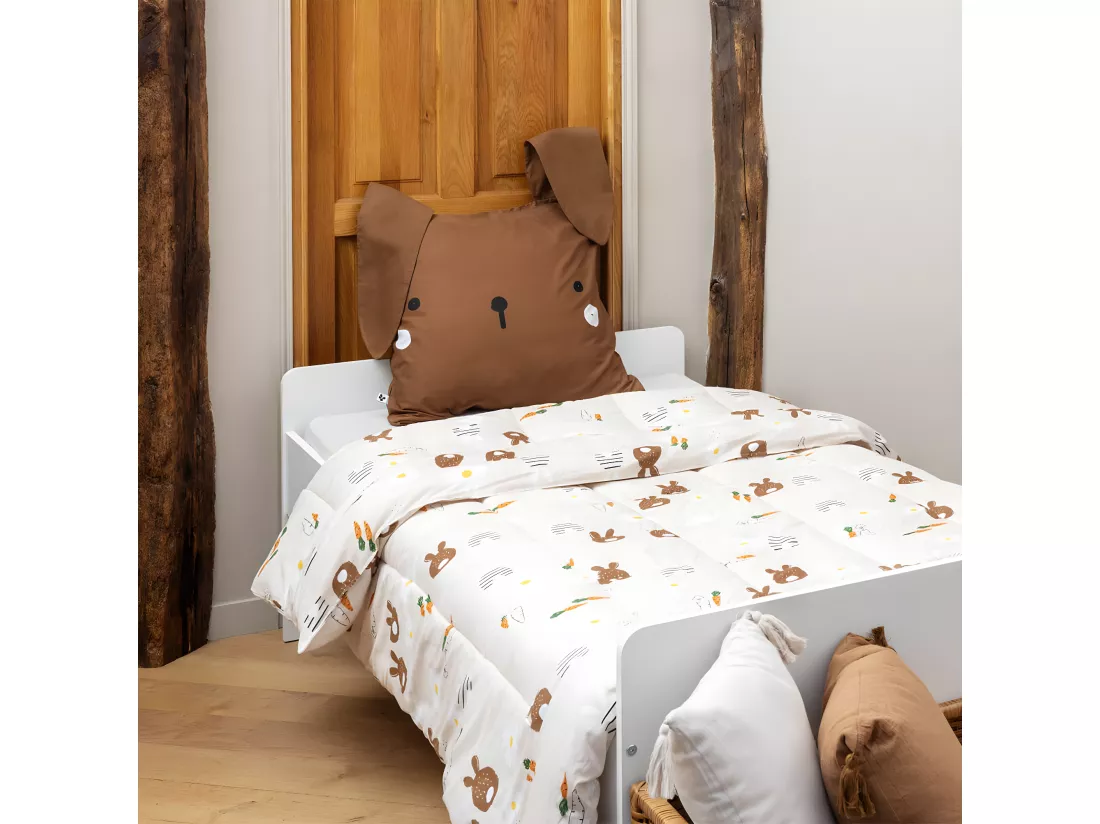 BUNNY - Couette Imprimée Lapin 260 x 240 cm + 2 Taies d'oreiller 60x60 cm
