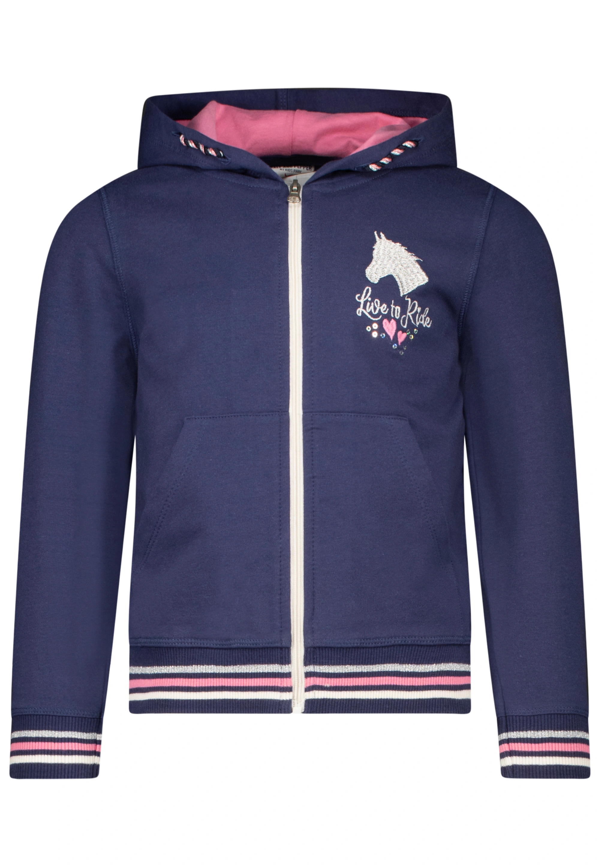 Kapuzen-Sweatjacke LIVE TO RIDE in true navy